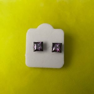 Purple Square Studded Earrings